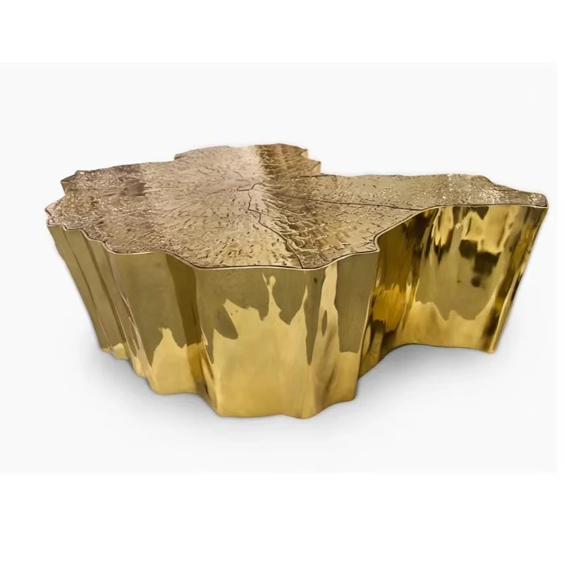 luxury unique central table  gold stainless steel tree trunk coffee table