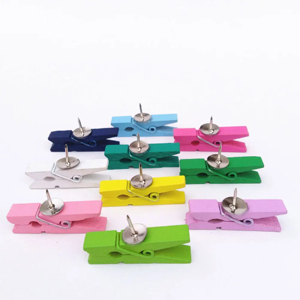 50Pcs Wooden Clip Pushpins Decorative Thumbtacks for Cork Board Photo Notes Bulletin Board Home Office Wooden Thumbtacks