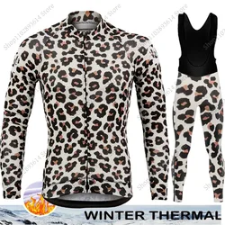 LEOPARD 2024 Cycling Jersey Set Mens Winter Long Sleeve Clothing Suit MTB Bike Road Pants Bib Wear Kits