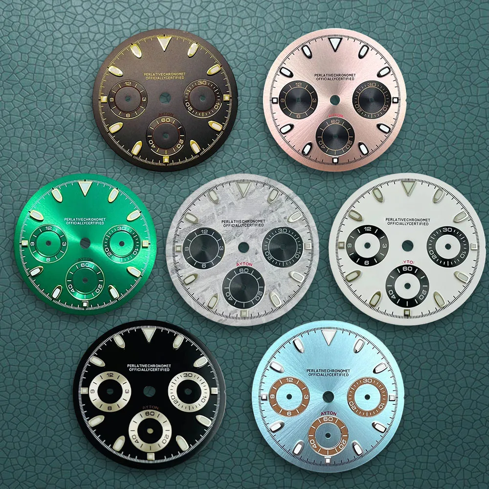 

29,5 мм S логотип высокого качества DTN Panda циферблат для VK63 механизм зеленый светящийся аксессуары для часов инструмент для ремонта