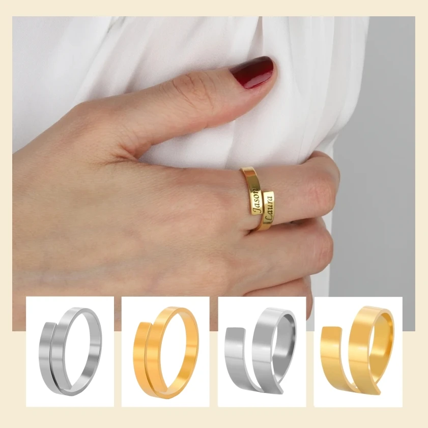 

Jeshayuan Personalized Engraved Name Ring Custom Gold Couples Name Ring Mother Daughter Ring Encouragement Ring for Her