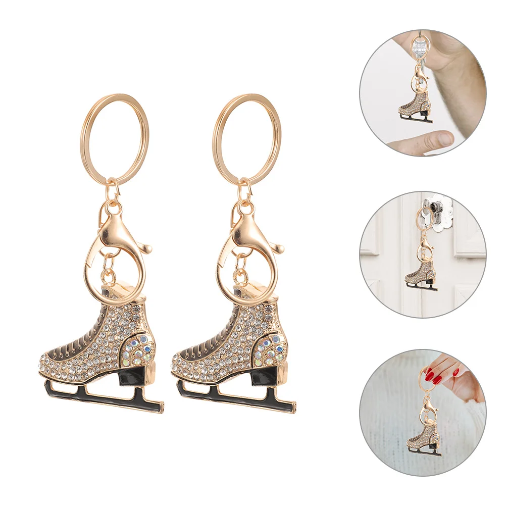 2 Pcs Mini Ice Skate Figure Skating Keychain Small Skates Pendants Personality Shoe Model