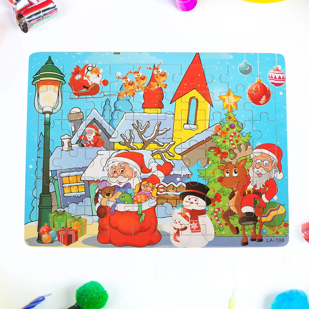 

Деревянные пазлы для детей с золотым дизайном в виде Деда Мороза, развивающие координацию глаз и рук, гладкие, не оставляющие следов.