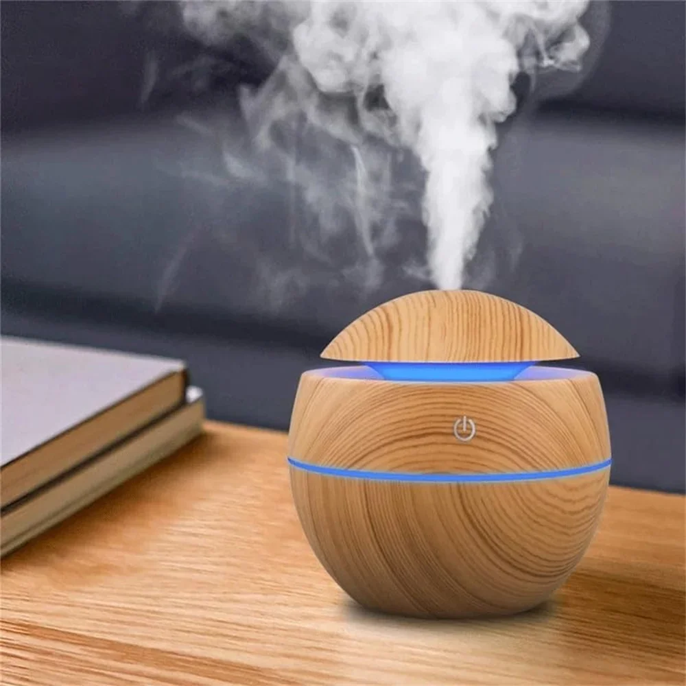 Humidifier Air Diffuser ไม้อัลตราโซนิก Air Humidifier น้ํามันหอมระเหยน้ํามันหอมระเหย Cool Mist Maker ห้องนอน