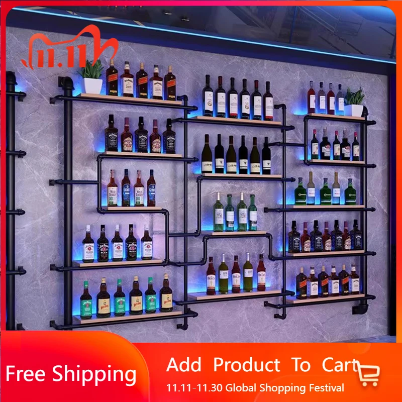 

Shelf Metal Bar Cabinet Wine Rack Modern Standing Shop Display Bar Cabinet Wine Rack Rustic Kitchen Vitrina Restaurant Furniture