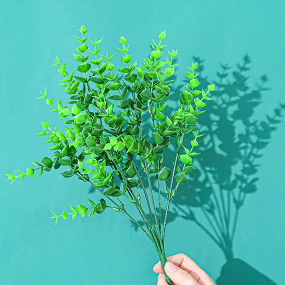 Artificial Flowers Plants Long Stem Plastic Persian Eucalyptus Leaf Fish Herb Home Office Table Centerpieces Garden Decoration