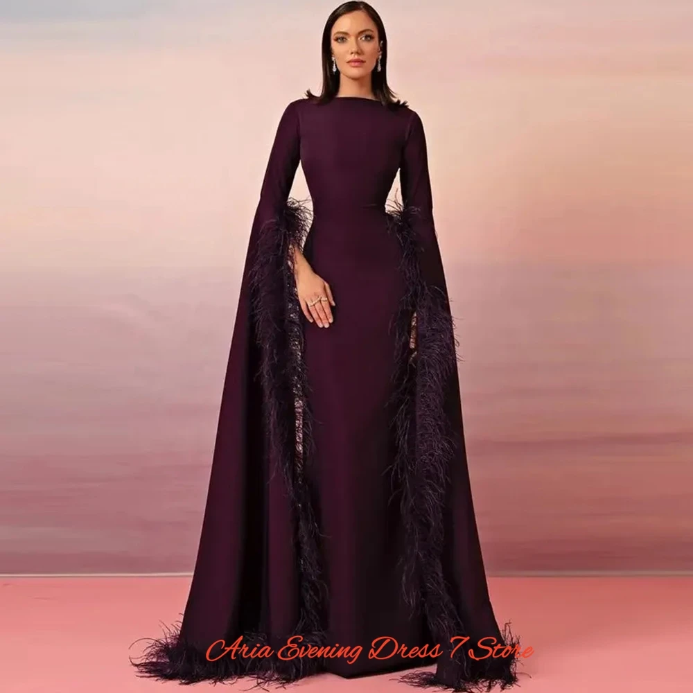 Elegant Jersey Long Sleeves Evening Dress High Quality Feathers Customized Prom Dresses Luxury Mermaid Special Occasion Gowns image 6