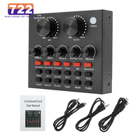 V8 Audio Sound Card Mixer USB External Headset Microphone Webcast Live Broadcast Sound Card Audio Mixer For Phone Computer PC