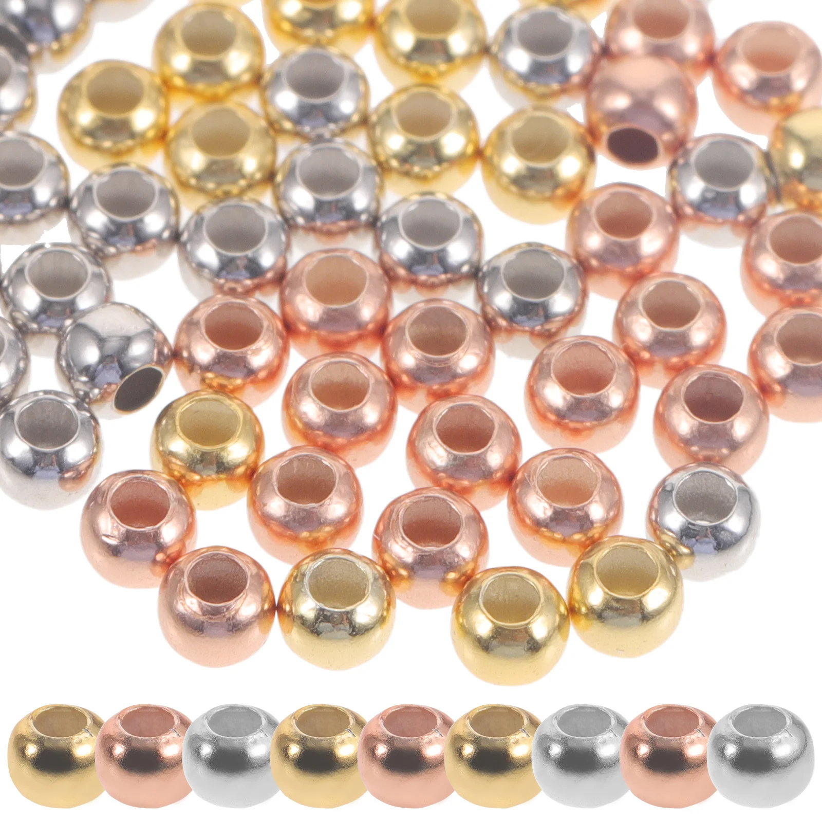 60Pcs Silver Round Spacer Beads Loose Beads for Jewelry Making DIY Crafts Bracelet Necklace Accessories Supplies