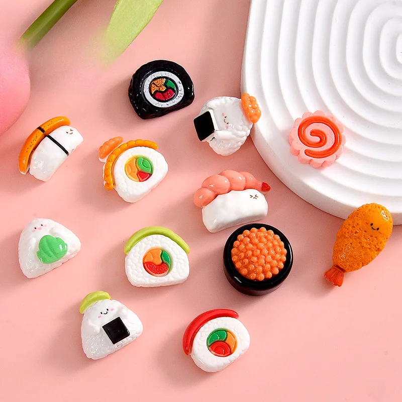 10pcs, Cartoon sushi theme Fridge Magnets Set, Cute Funny Caviar sushi, salmon sushi Decorative Refrigerator Magnets