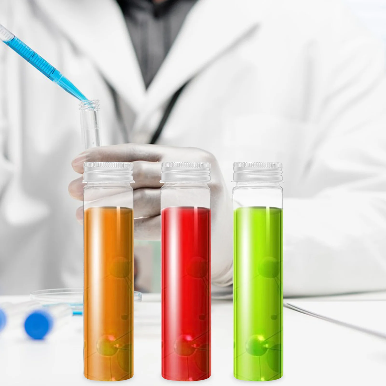 16Pcs Plastic Test Tubes Small Vials with Screw Caps Clear Sampling Storage Bottles Liquid Powder Laboratory Vials Leak Proof