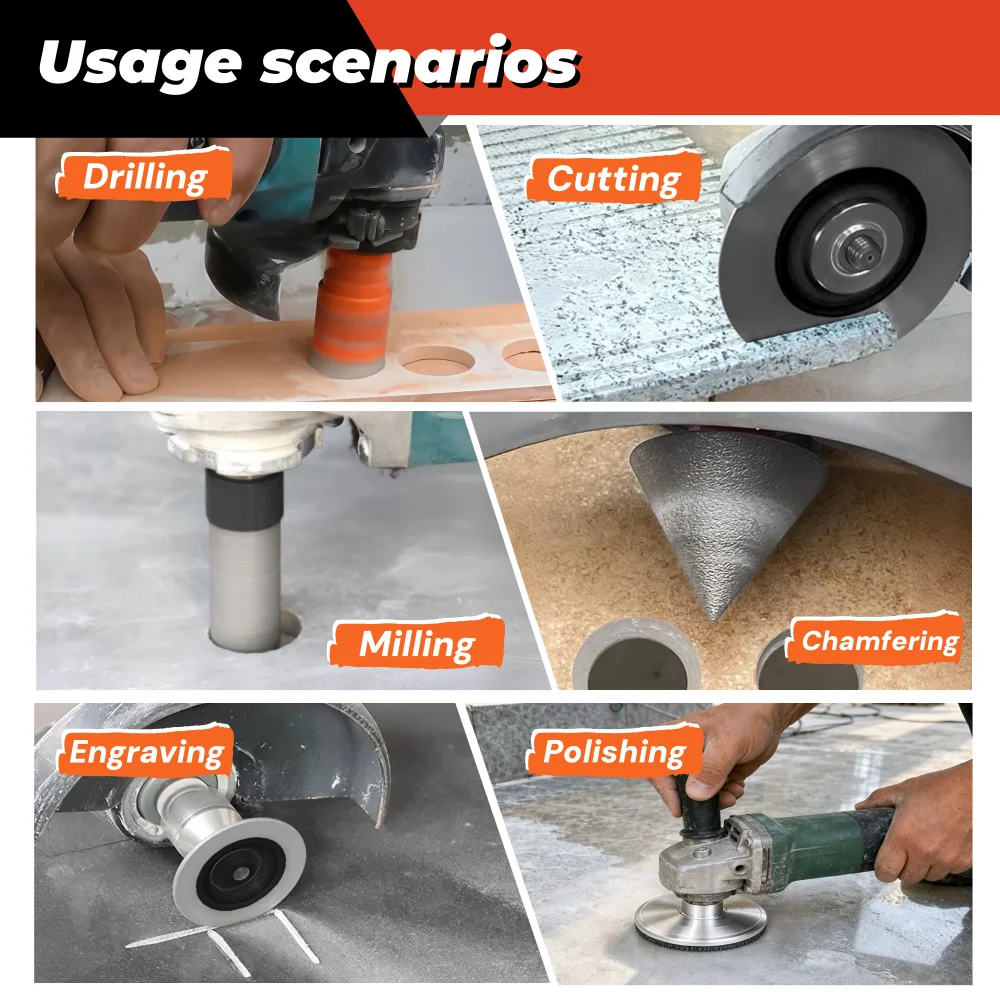 Brazed Diamond Drill Bits Set 13/19pcs M14 Thread Tile Hole Saw Kit Drilling Milling Cutting Porcelain Granite Marble Ceramic