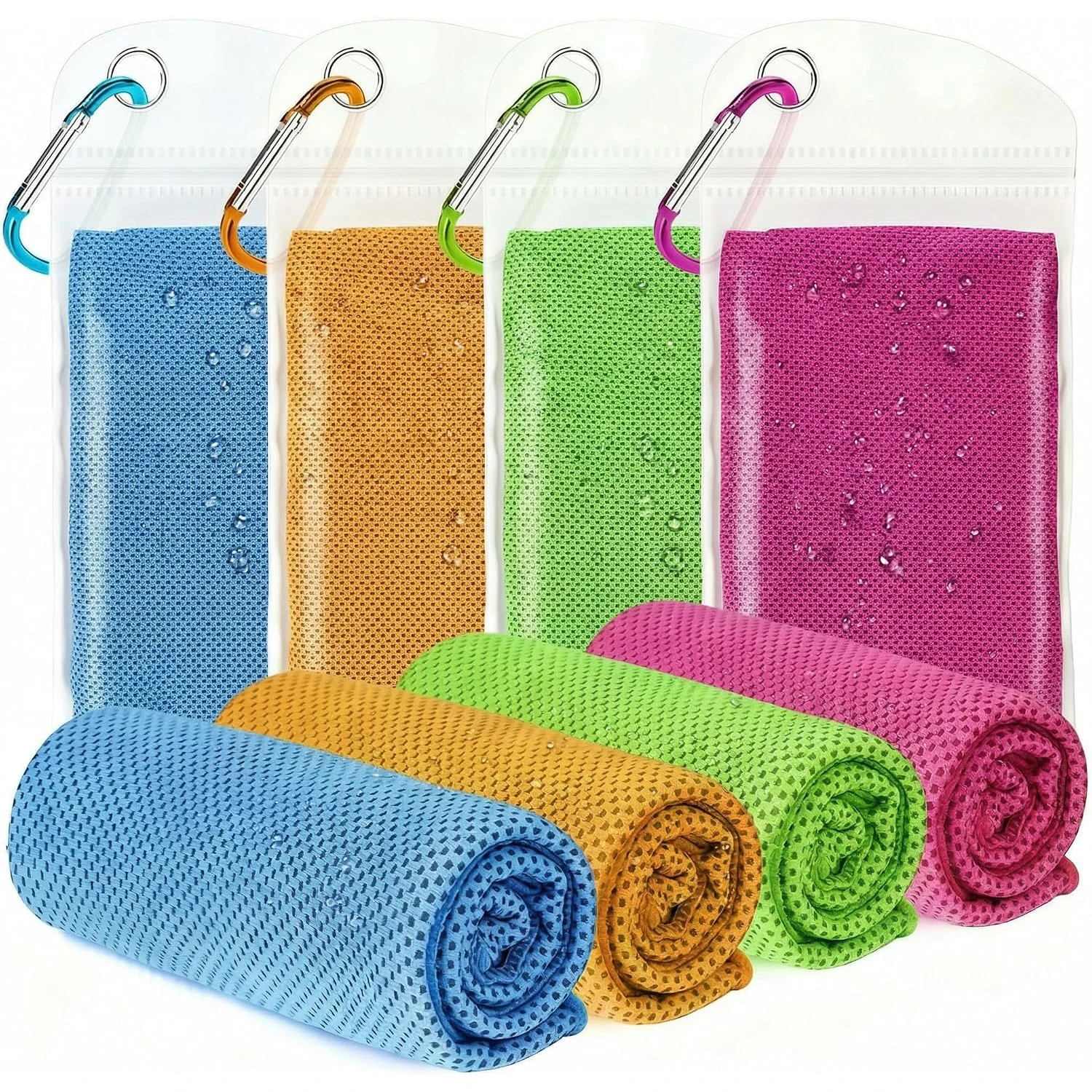 4Pcs Cooling Towels(40"x 12"), Microfiber Sports Towel for Hot Weather, Lightweight Soft Breathable Towels for Yoga Gym Fitness