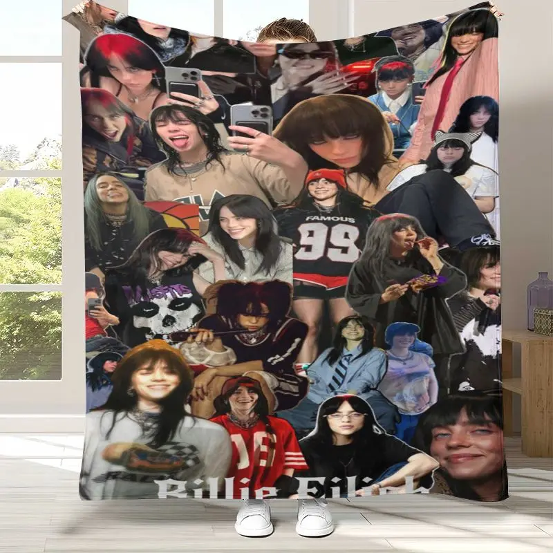 3D Billie Eilish Style Grunge Music Corner Flannel Throw Blanket,Cozy Warm Blanket for Bed,Sofa,Living Room,Picnic,Home Decor