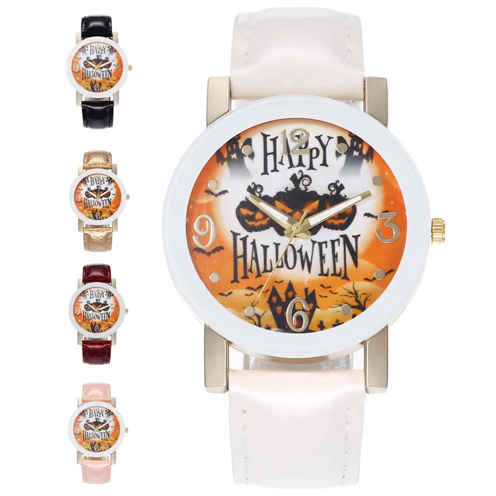 

Pumpkin Witch Castle Design Fashion Quartz Watch Belt Watches Halloween Accessory Party Unique Women