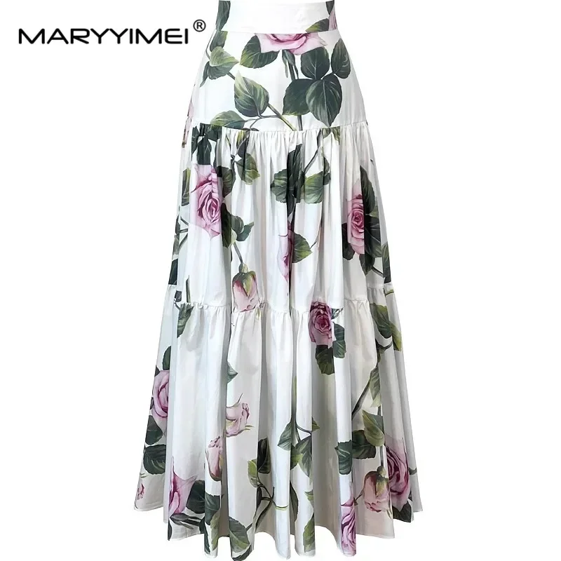 

Gedivoen модная новая летняя модная женская повседневная хлопковая юбка высокого качества с цветочным принтом розы