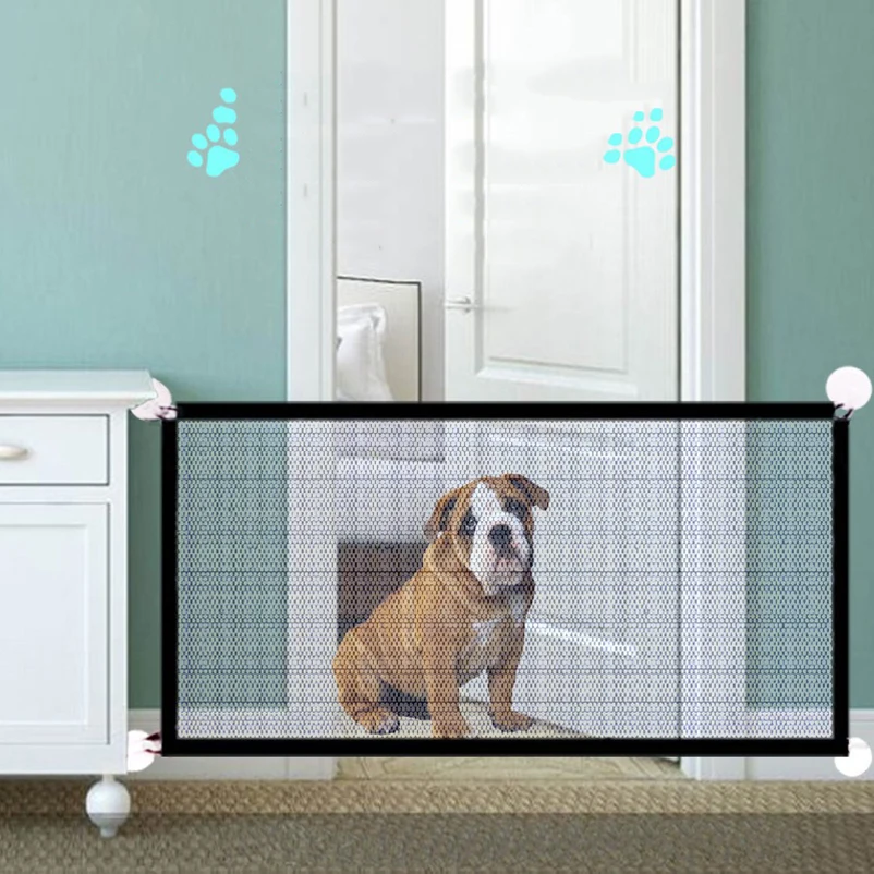 Pet Dog Fence Portable Folding Divider Mesh Home Perforation-Free Traceless Wall Protection Barrier Safety Net Nylon Mesh Cloth