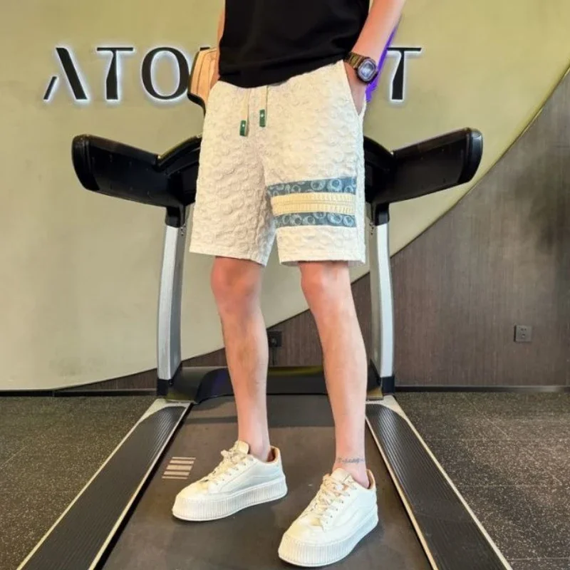 

Шорты с карманами для мужчин, пляжные мешковатые свободные широкие белые мужские шорты на шнурке, стильные винтажные дизайнерские брюки Y2k 3 четверти