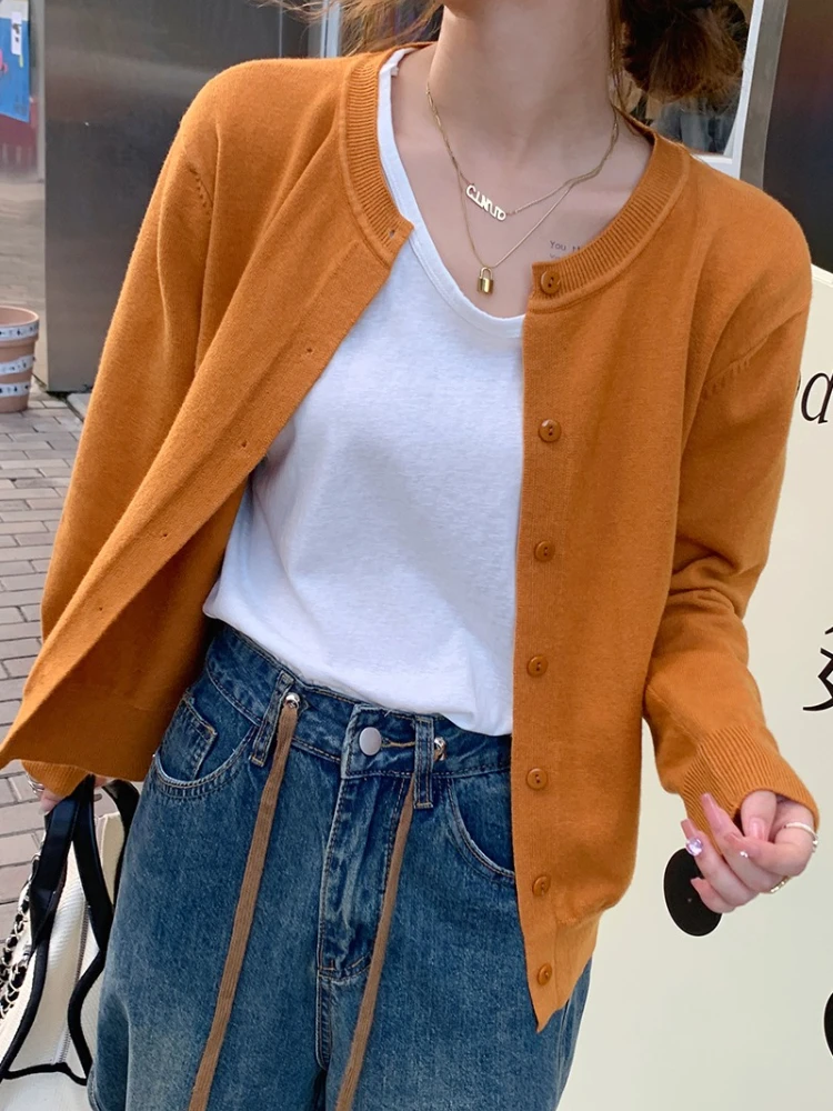 

Fashion Cardigan Long Sleeve Sweater Autumn Winter Women's Clothing New Round Neck Elegant Casual Knitwear Lorean Style