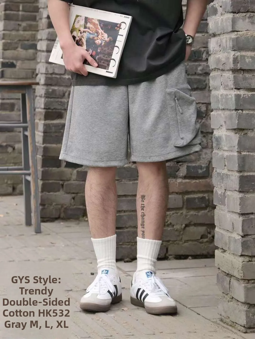 

New Summer Loose Fit Basic Color ket Side Zipper orts Youth Casual Workwear Five-Quarter Pants Beach Sle