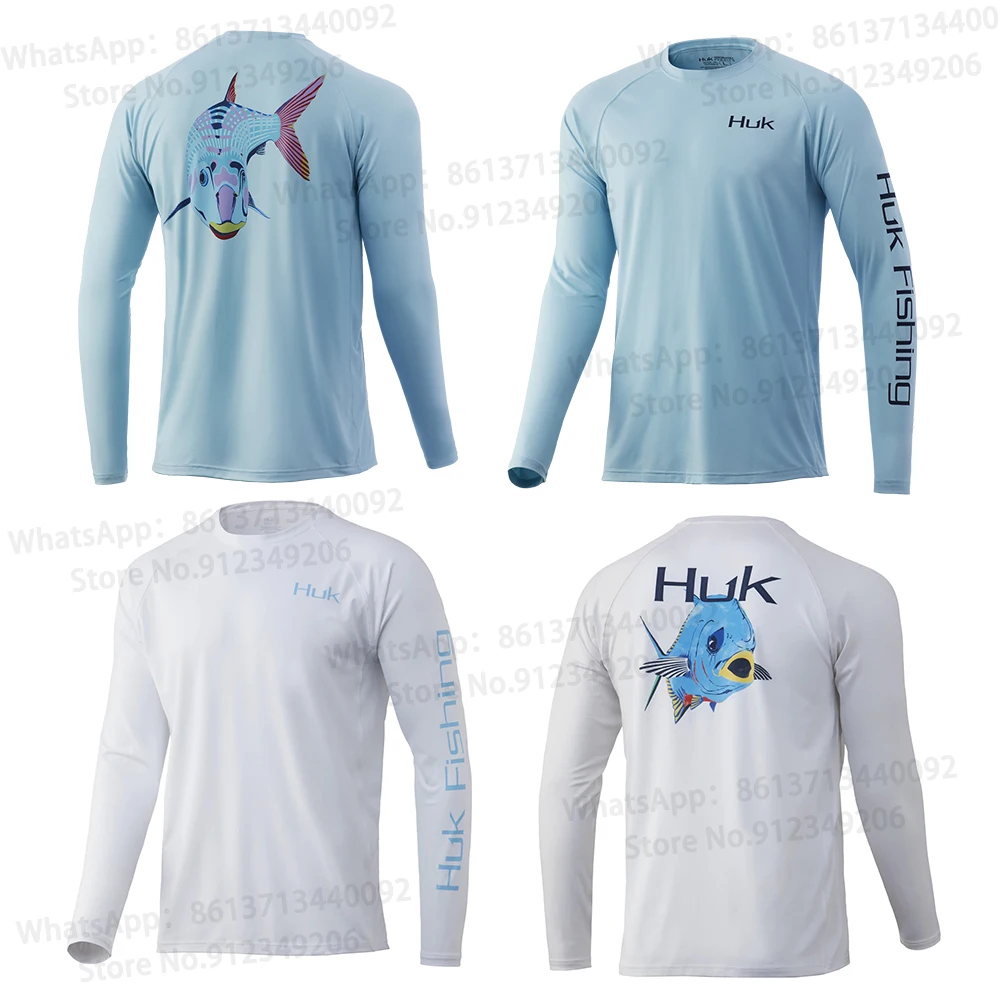 

Men Long Sleeve Sun Protecting HUK Fishing Shirt Lightweight Soft Fishing Clothing Anti-UV Outdoor Custom Camisa Pesca T Shirts