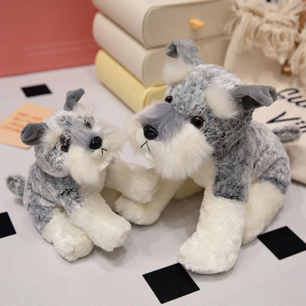 Jouet en peluche Schnauzer mignon pour filles, simulation de chiot Kawaii, oreiller doux au beurre, ornements de canapé, cadeaux d'anniversaire, 22 cm, 30 cm, 40cm