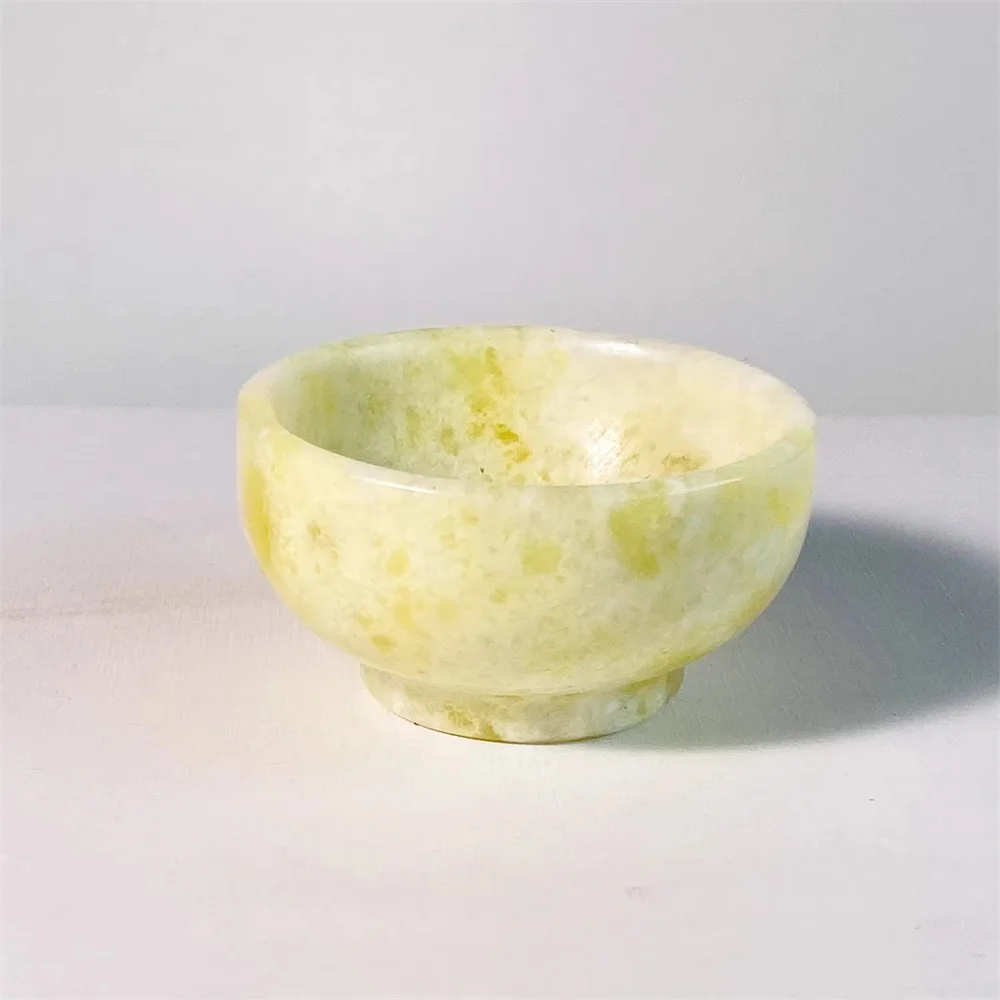 Hot Sale Natural Hand Carved Gemstone Crafts Crystal Lantian jade tea bowl tea cup Bowl For Home Decoration Gifts