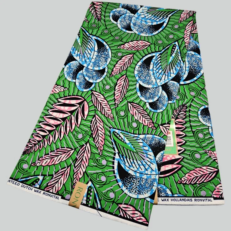 

46 дюймов шириной 6 ярдов длинная хлопковая африканская восковая ткань для шитья своими руками с принтом зеленая фиолетовая ткань батик для подушек платья R2870