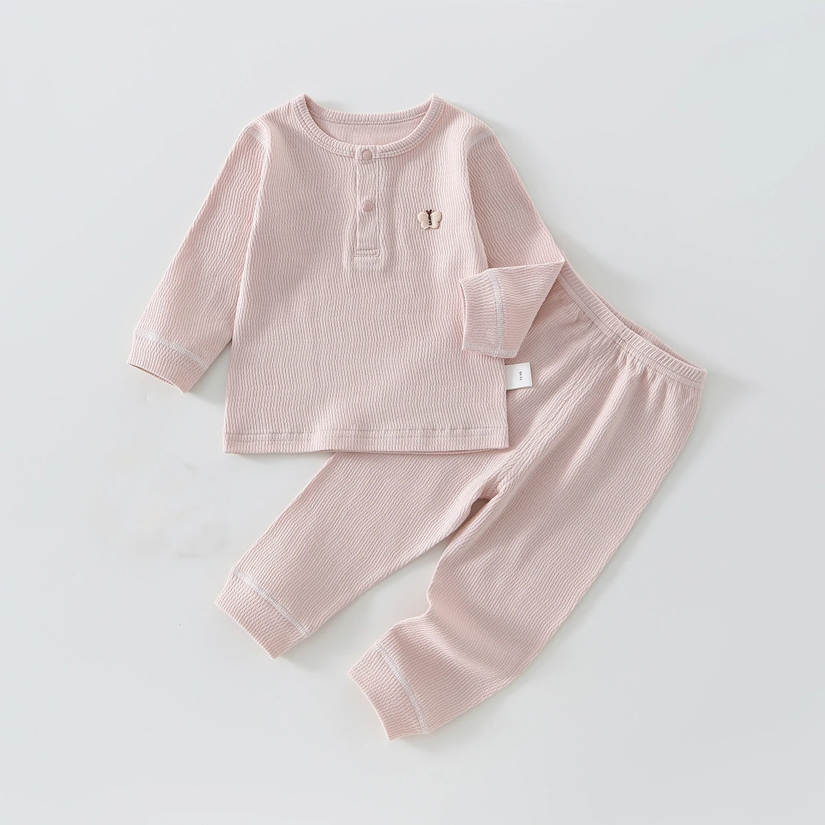 2026 Autumn Baby‘s Underwear Sets Ribbed Long Sleeve Sleepwear 2pcs Outfits Girls Boys Cotton Pajamas Sets 1-3Y