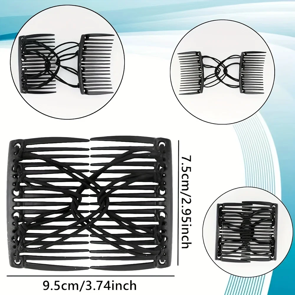 1-Piece Elastic Double Comb Adjustable Elastic Hair Comb, Anti-Wrinkle Hair Clip, Suitable For Women's Curly Hair, Ponytail