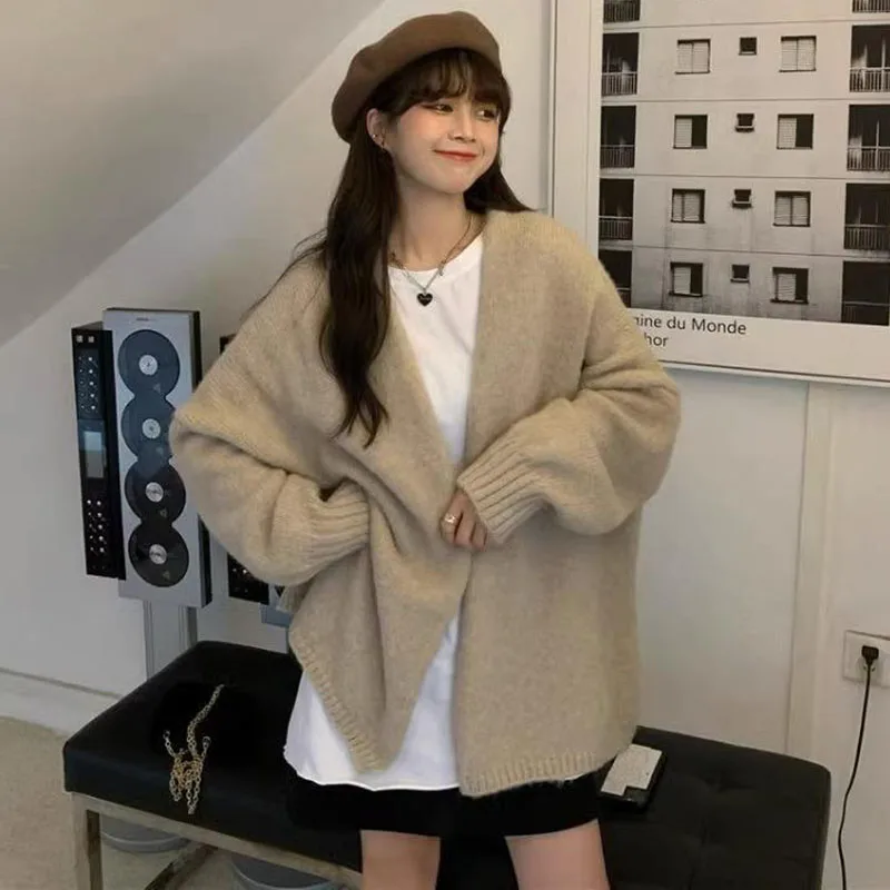 Vintage Women Sweater Cardigan Harajuku Loose Lazy Style Soft Knit Cardigans Woman Autumn New Japanese Style Knitwear Jackets