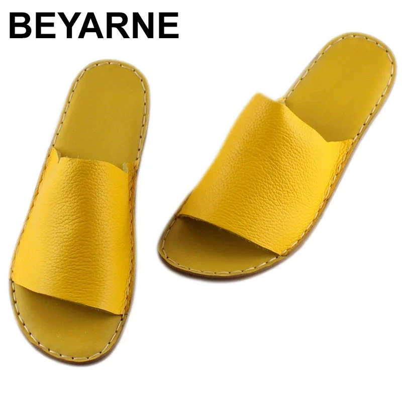 

2025 Genuine leather shoes,Pure handmade Summer cool slippers women's flat sole comfortable soft leather soft sole slippers