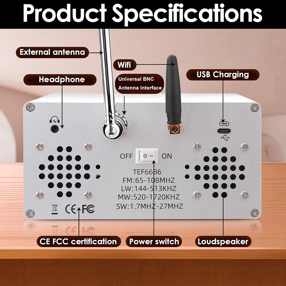 TEF6668 Receiver Portable AM FM SW LW Full Band Digital 4000mAh Rechargeable Shortwave Receiver With Remote
