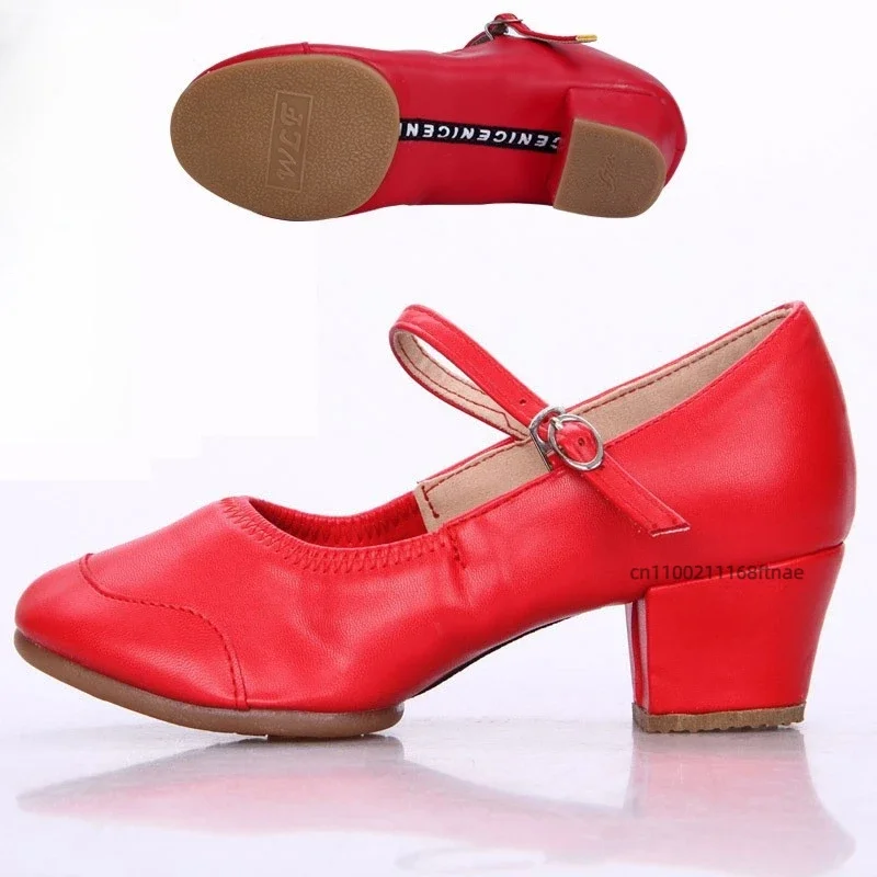 Damen-Tanzschuhe mit weicher Sohle und mittlerem Absatz, zweipunktige Sohle, rutschfest, für Ballsaal-Tanztraining und tägliche Übungen – Detail 12