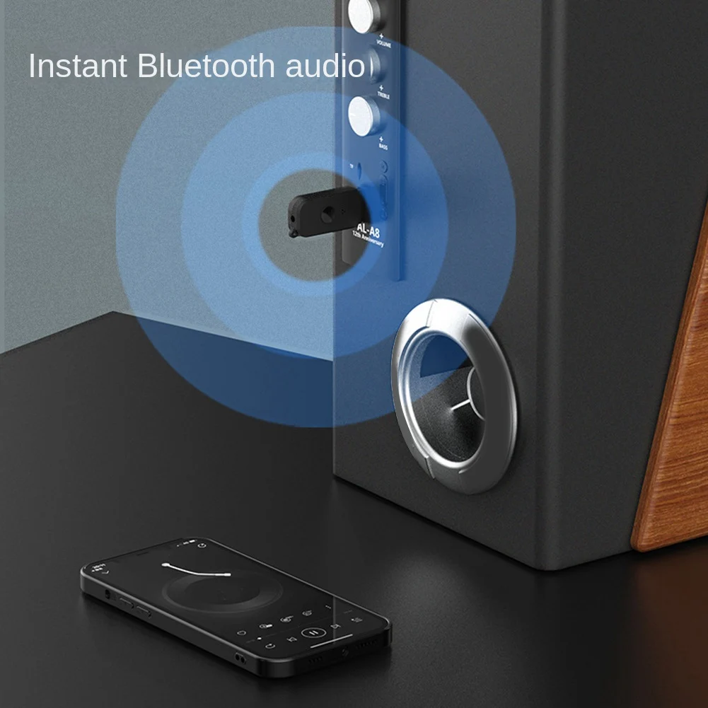 B47C 1 Piece USB Bluetooth Receiver Transmitter Bluetooth 5.3 Audio Receiver Adapter Black For Computer TV Audio Car Adapter
