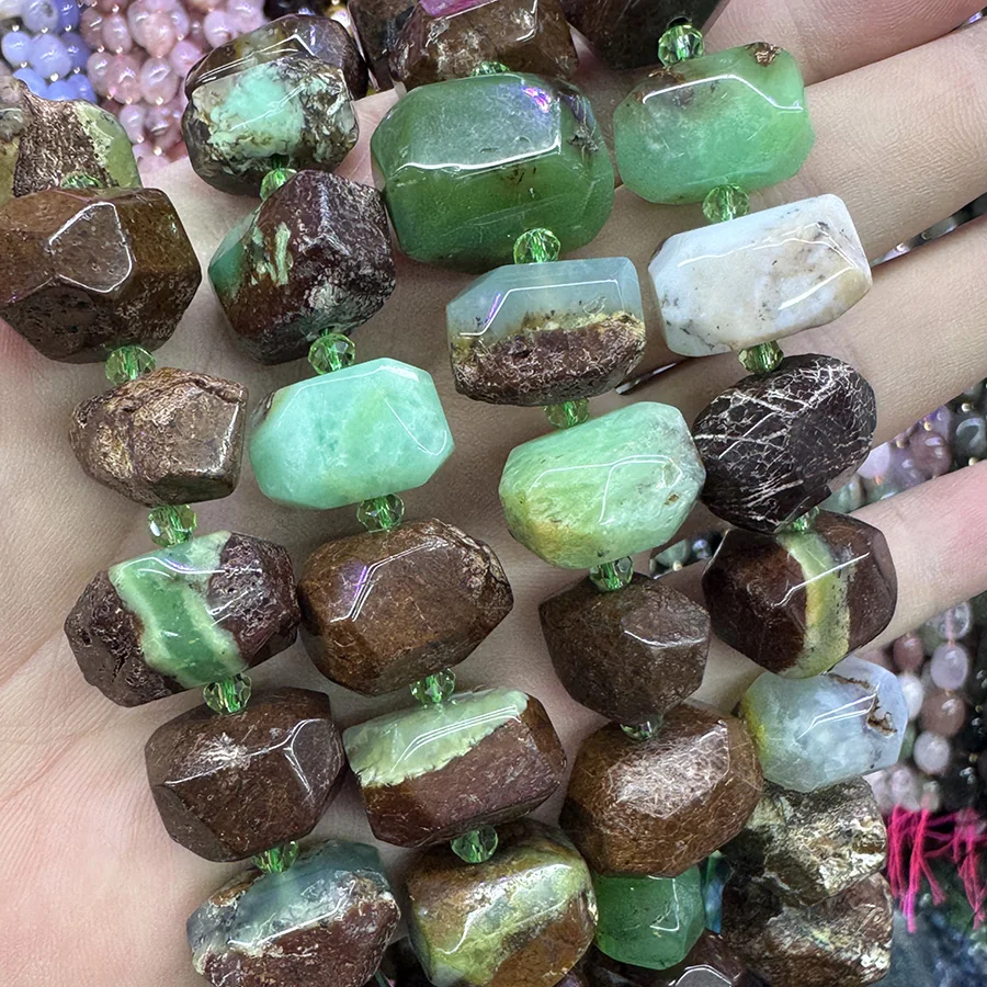 High Quality Natural Australian Jade Handmade Irregular Faceted Loose For Jewelry Making DIY Necklace Bracelet 15''