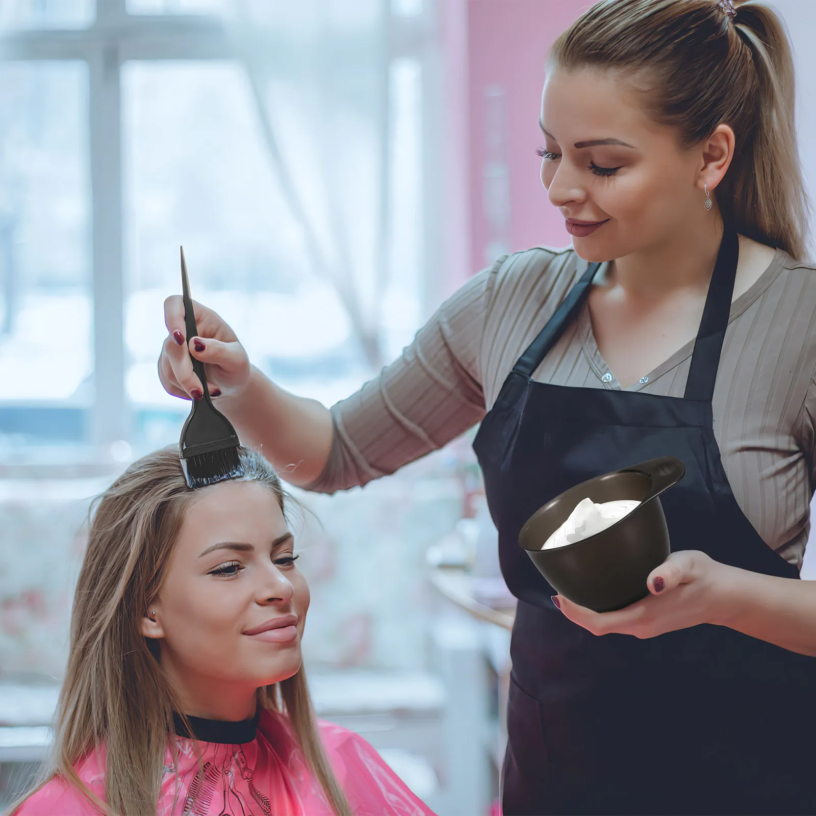 

Hair Coloring Kit with Bowl Comb Brush and Mixer for DIY Dyeing No Mess Salon Or Home Use Washable Reusable Tools Set