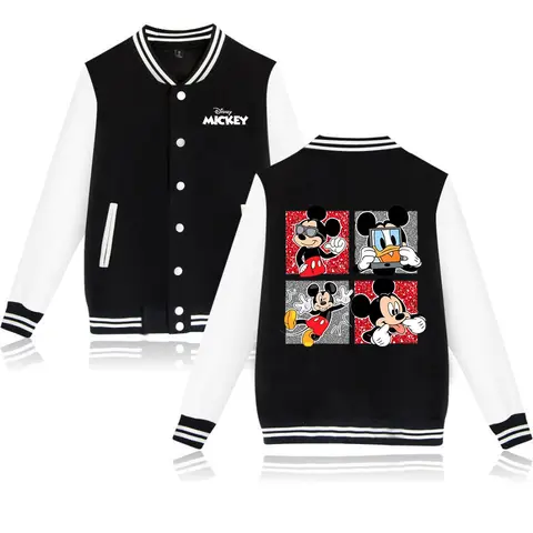 Chaquetas Bomber de béisbol de Mickey y Minnie Mouse para hombres y mujeres, ropa suelta, ropa de calle para niños, niños y niñas, chaqueta Harajuku, abrigos individuales