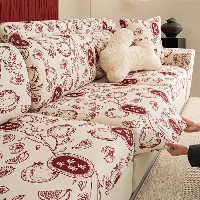 مهرجان جديد الصوف غطاء مقعد أريكة جميع المواسم العالمي الأريكة وسادة يغطي المضادة للقطط خدش الاقسام أريكة الغلاف عدم الانزلاق