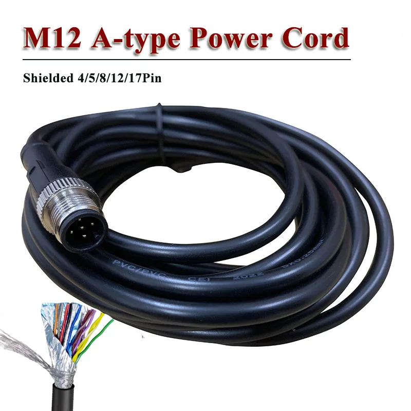

A-type M12 Connection Line IO Power Cord Waterproof IP67 4/5/8/12/17 Pin A-Code Sensor Wire Male Female Aviation Connector Cable