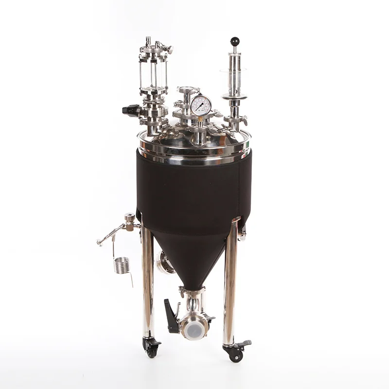 Movable Brewing Conical  Fermentation Tank Double Jacket Tank 30L 55L 75L Food Grade Stainless Steel