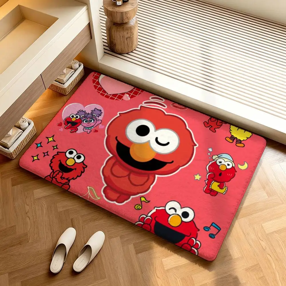 Cute cartoon S-Sesame Streee  Shower Room Small Carpet Floor Mat  Absorbent Foot Mat Decorative Mat Soft and Comfortable