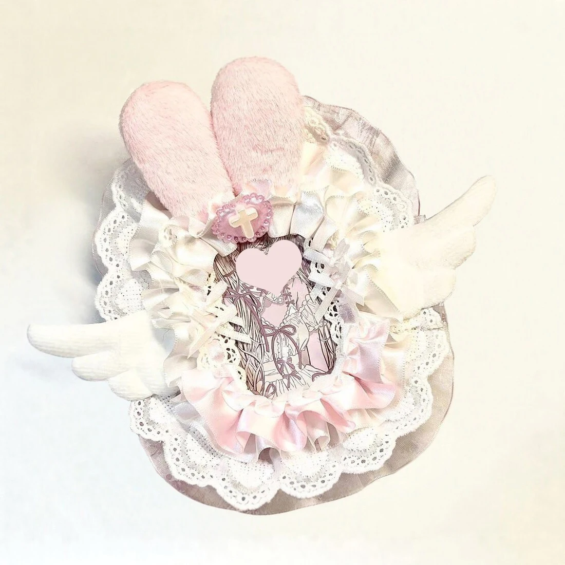Cross Plush Bunny Ear Angel Wing Lace Photocard Display Card Holder Lolita Bow 3 Inch KPOP Photocard Decor Border Macaron Color Polaroid Photo Frame Idol Collection Itabag Decor Ornament photocard topper