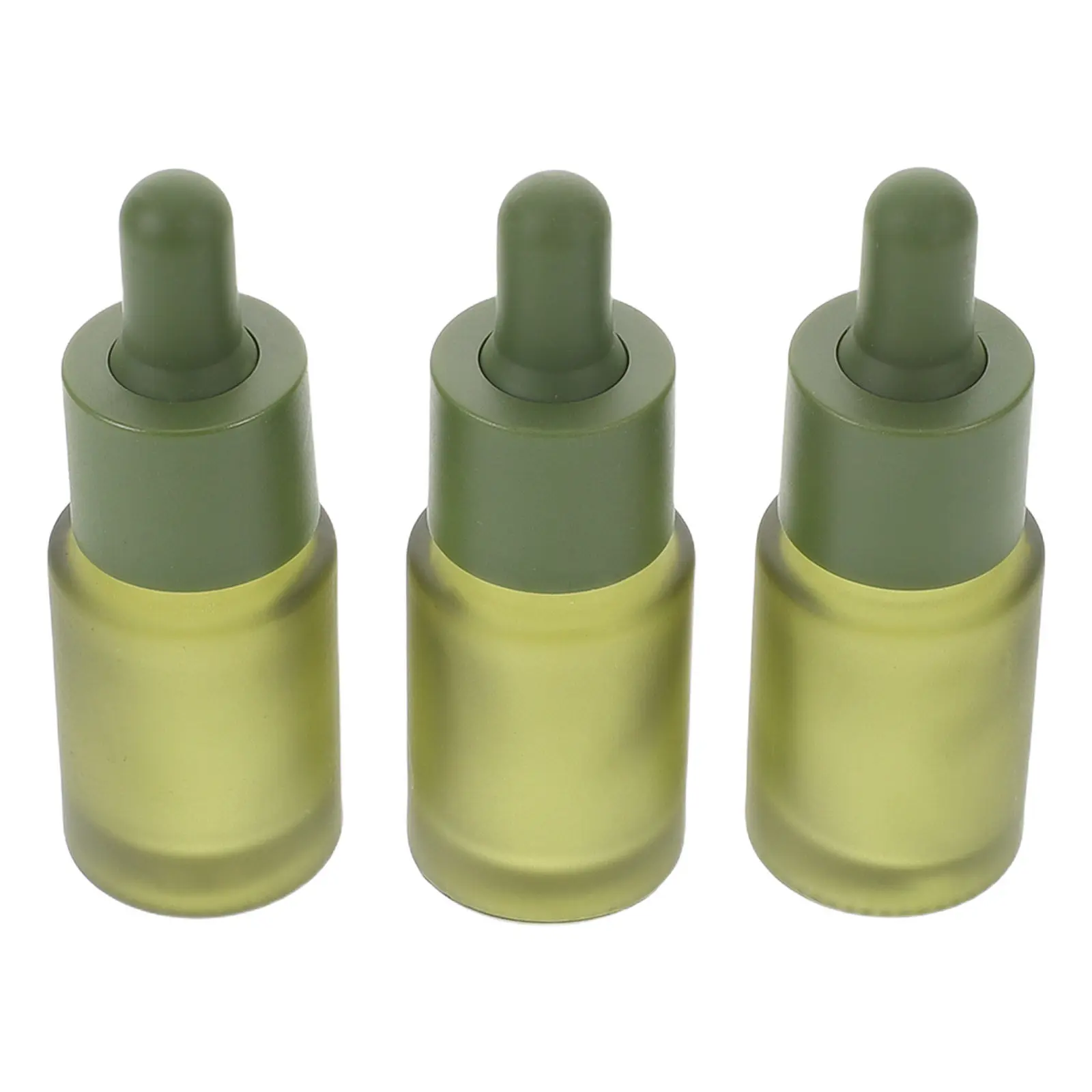3個入り、緑色のフロスト加工ガラス製ドロッパーボトル、15ml。携帯用で、エッセンシャルオイル、スキンケア、アロマテラピーのdiyに最適な液体用ピペットボトル。
