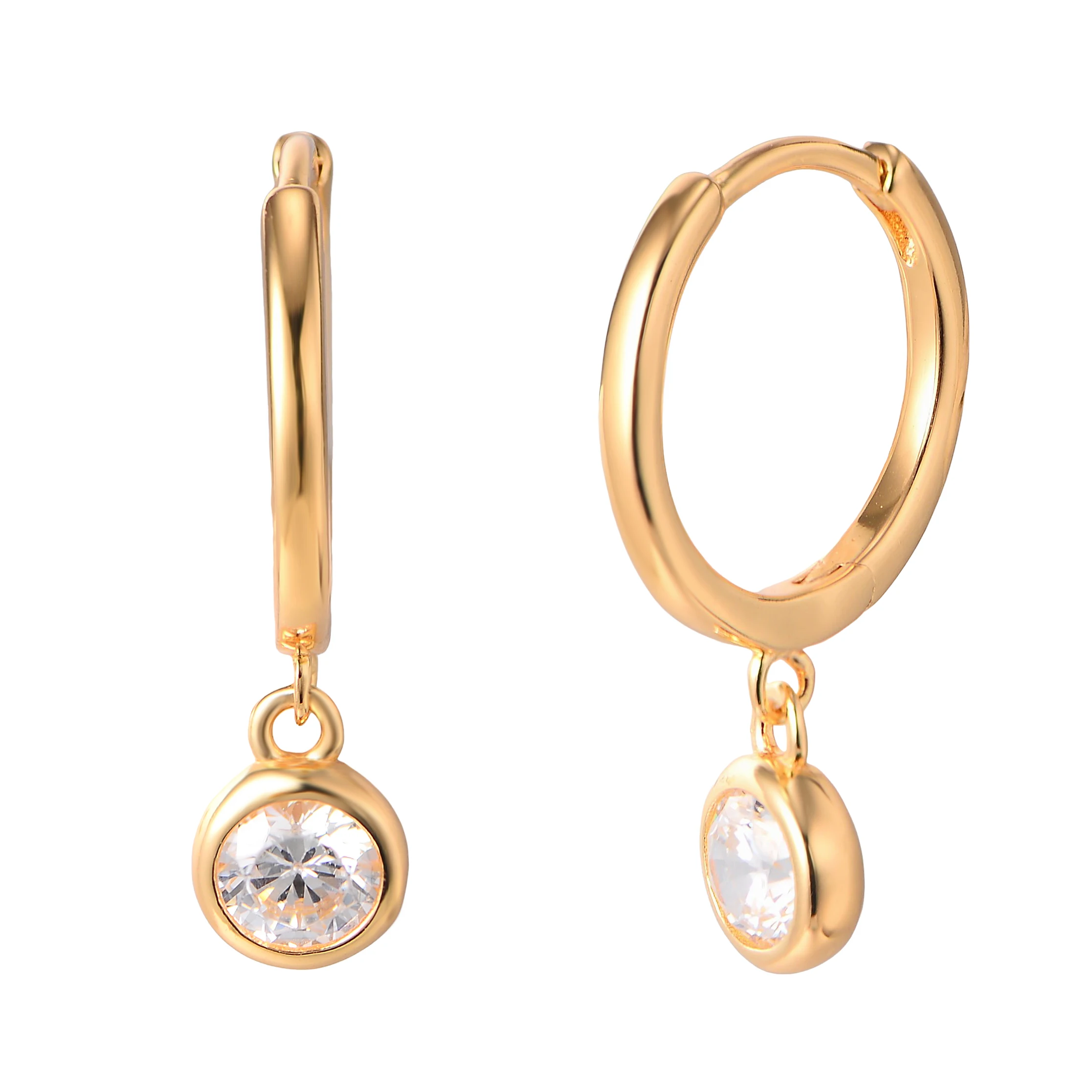 

925 Sterling Silver Simple Design Dangle Earrings for Women Luxury Minimalist Ins Style Single Zircon Embedded Drop Earrings