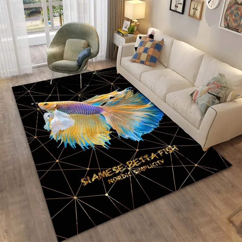 Goldfish Siamese Fighting Fish Floor Mats Door Decoration Home Living Room Floor Mats
