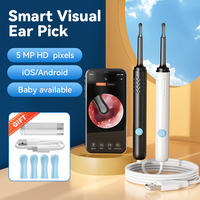 Ear Cleaner With Camera Wired 5MP Visual Ear Wax Removal Endoscope Precision Earpick Camera Otoscope 6 LED Lights for Kids Adult