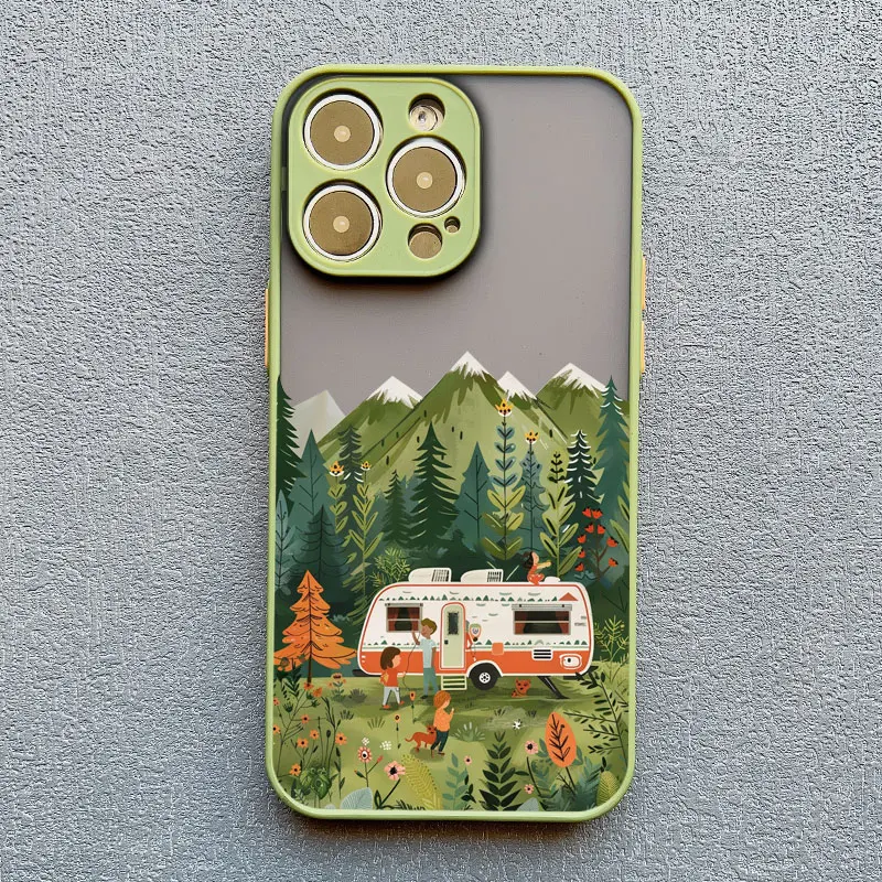 Waldlandschaft Reise Freizeitfahrzeug Handyhülle für iPhone 16 15 14 11 12 13 Mini Pro Max X XR XS 17 16 Plus Funda – Detail 7