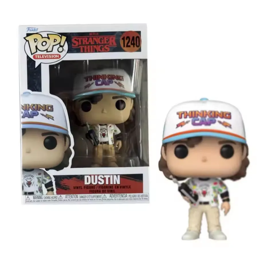 Funko Estranhos de televisión Dustin 1240 #   (Con gorro de lanzamiento) Cosas- Figuras de acción Pops Colección de juguetes Modelo de muñeca para niños Regalos de cumpleaños