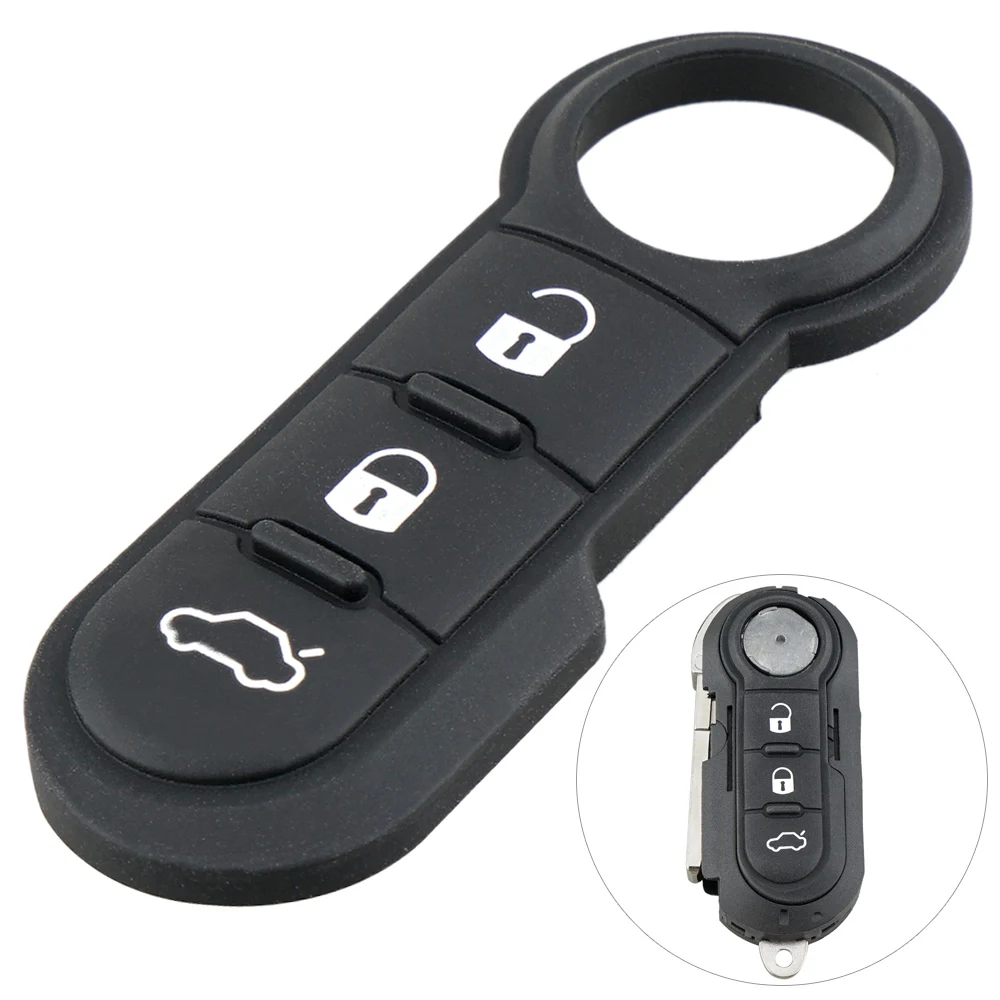 

3 Button Flip Folding Remote Car Key Shell Automobile Key Shell Case Rubber Pad Replacement Fit for Fiat 500 Pan-da Abarth Punto